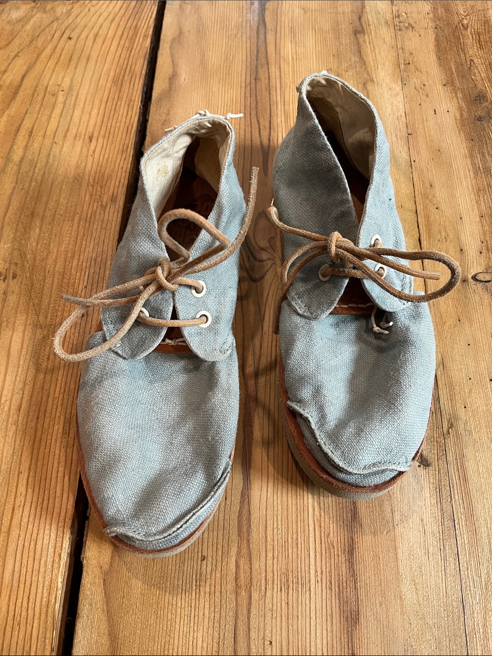 SATORISAN 37 Baby Blue Canvas Sneakers Shoes Leather Detailing Laces